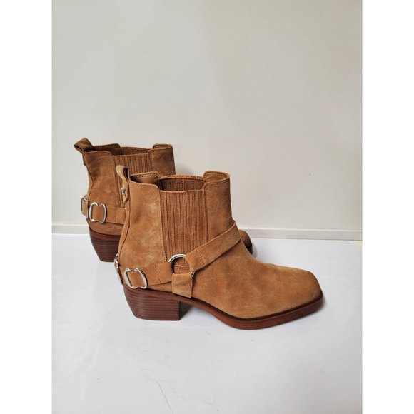 SAM EDELMAN Bellamie Suede Ankle Boots - Honey Camel - Women’s Size 8M NEW - Picture 2 of 10